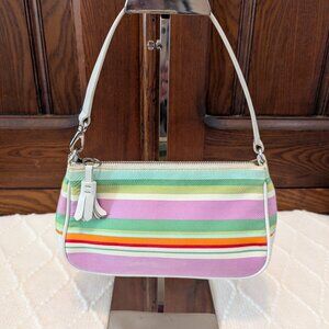 Coach striped legacy multicolor mini baguette bag